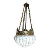 Lámpara de techo "Art Nouveau" de latón y cristal.  España, 1930s.