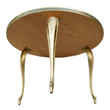 Round coffee table black glass floral brass structure D 60 cm vintage - Brocante Chic