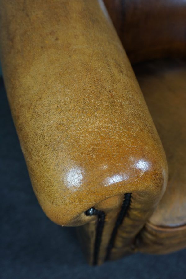Fauteuil club en cuir de mouton