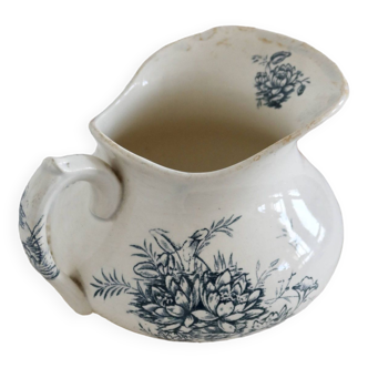 Broc joufflu faience de Givors fin XIXème modèle RIO décor floral