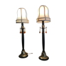 Ensemble de 2 lampes de table regency en résine et textile de style bohème vintage