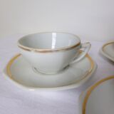 Set of 4 bistro coffee cups with gold rim