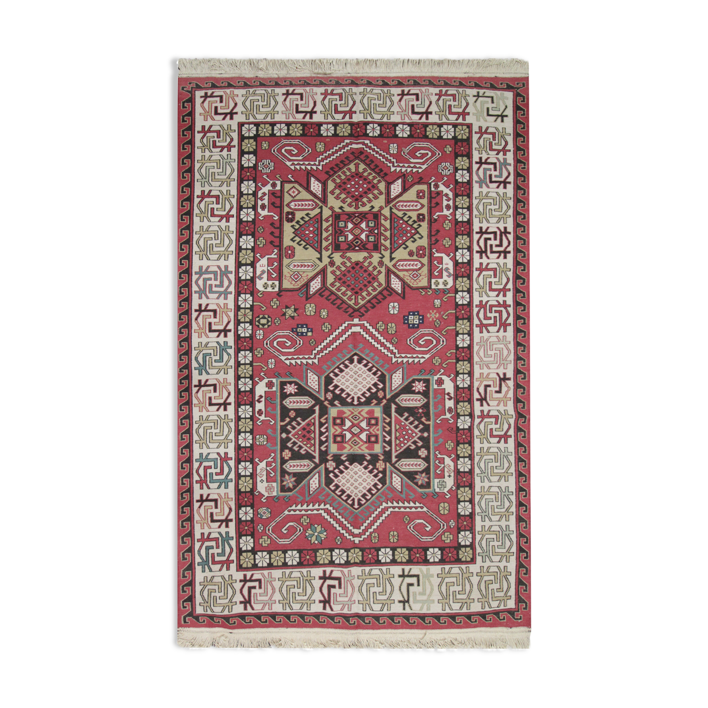 Handmade Afghan Soumakh Rug Traditional Red Wool Area Rug-122x183cm