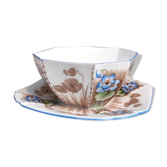 Queen Anne sugar pot and saucer by Shelley, England, 1930s
