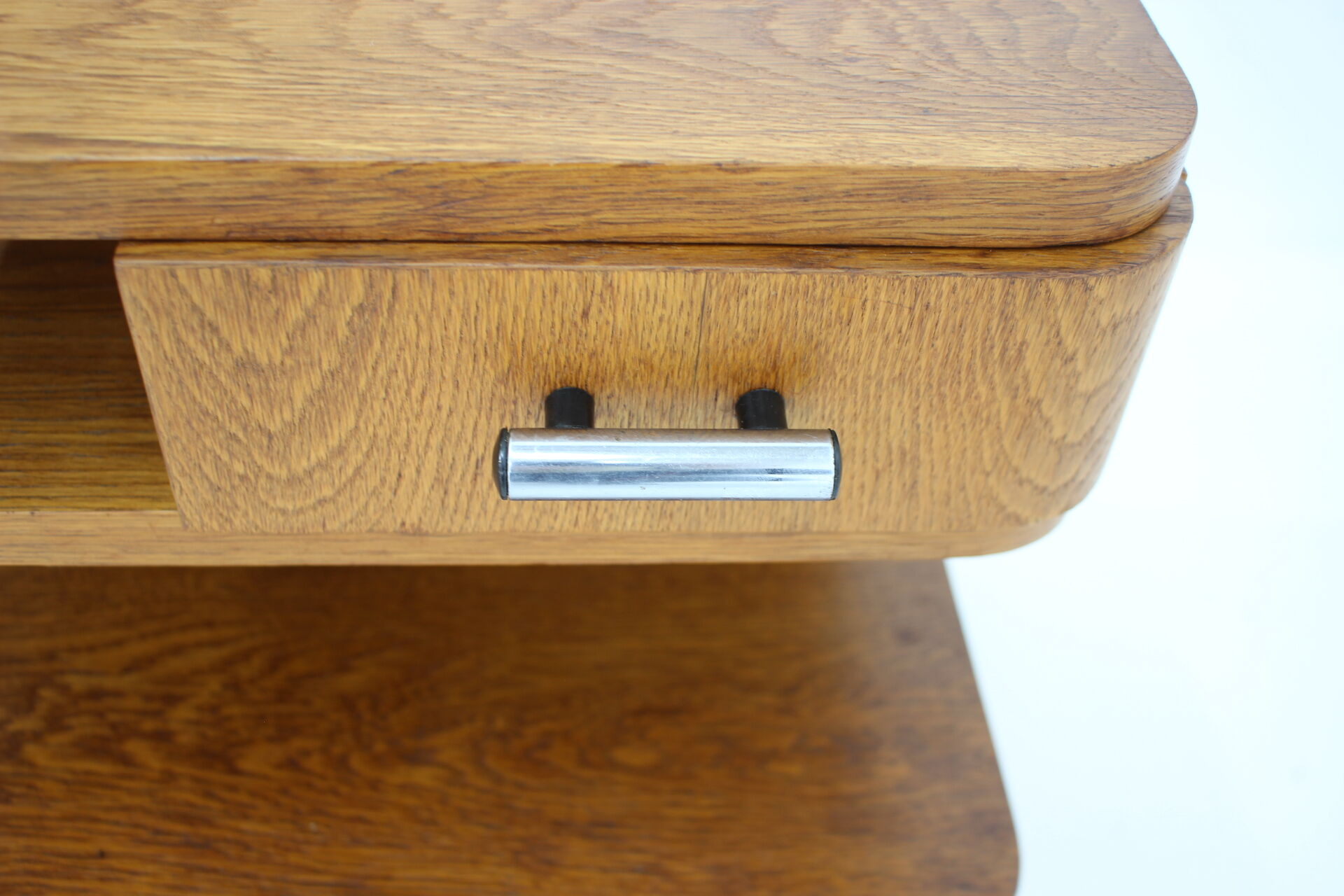 1950s Set of  Oak Bauhaus Mirror Cabinet and Bedside Tables, Czechoslovakia