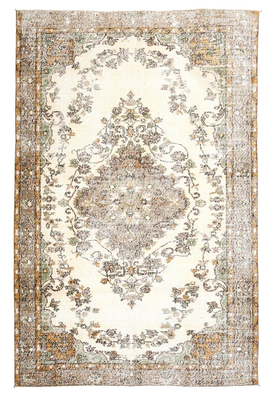 5x8 Brown & Cream Handmade Oriental Turkish Rug,166x252Cm