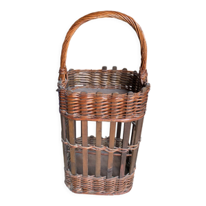 Porte bouteilles vintage en osier