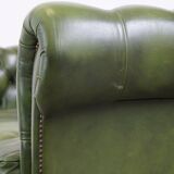 Canapé chesterfield 2,5 places en cuir de vache vert