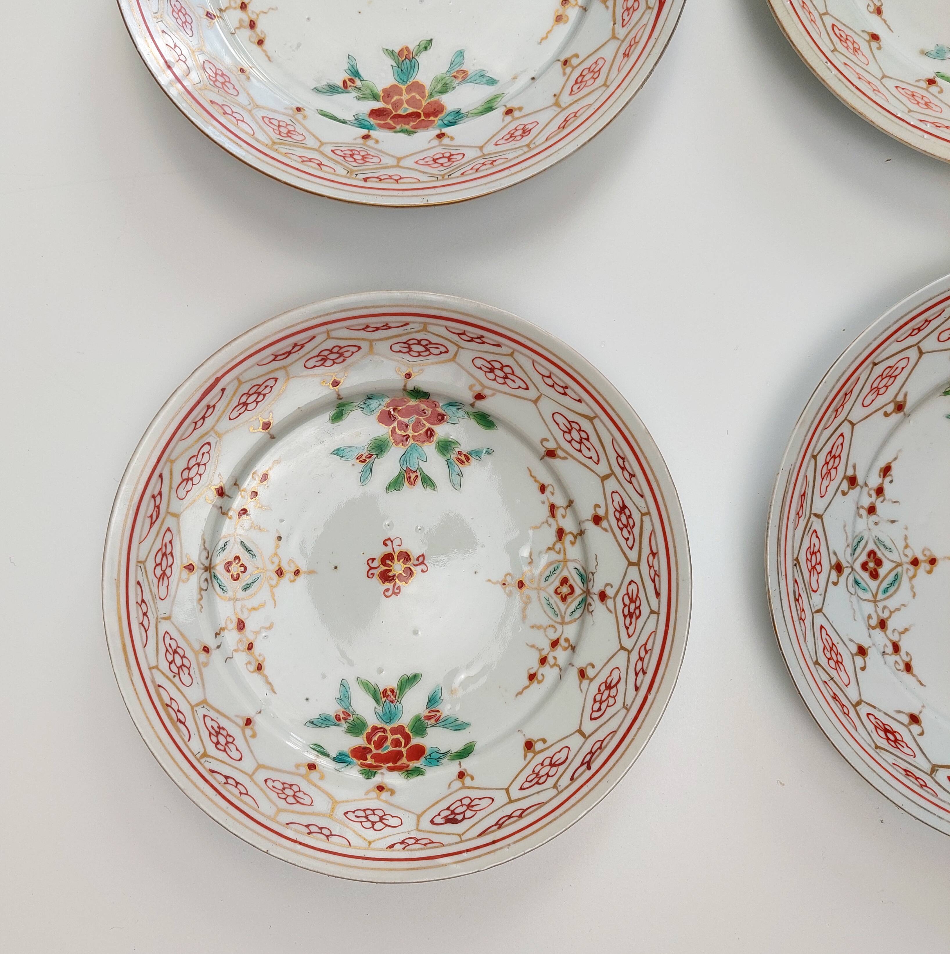 Set of 4 antique Arita porcelain plates