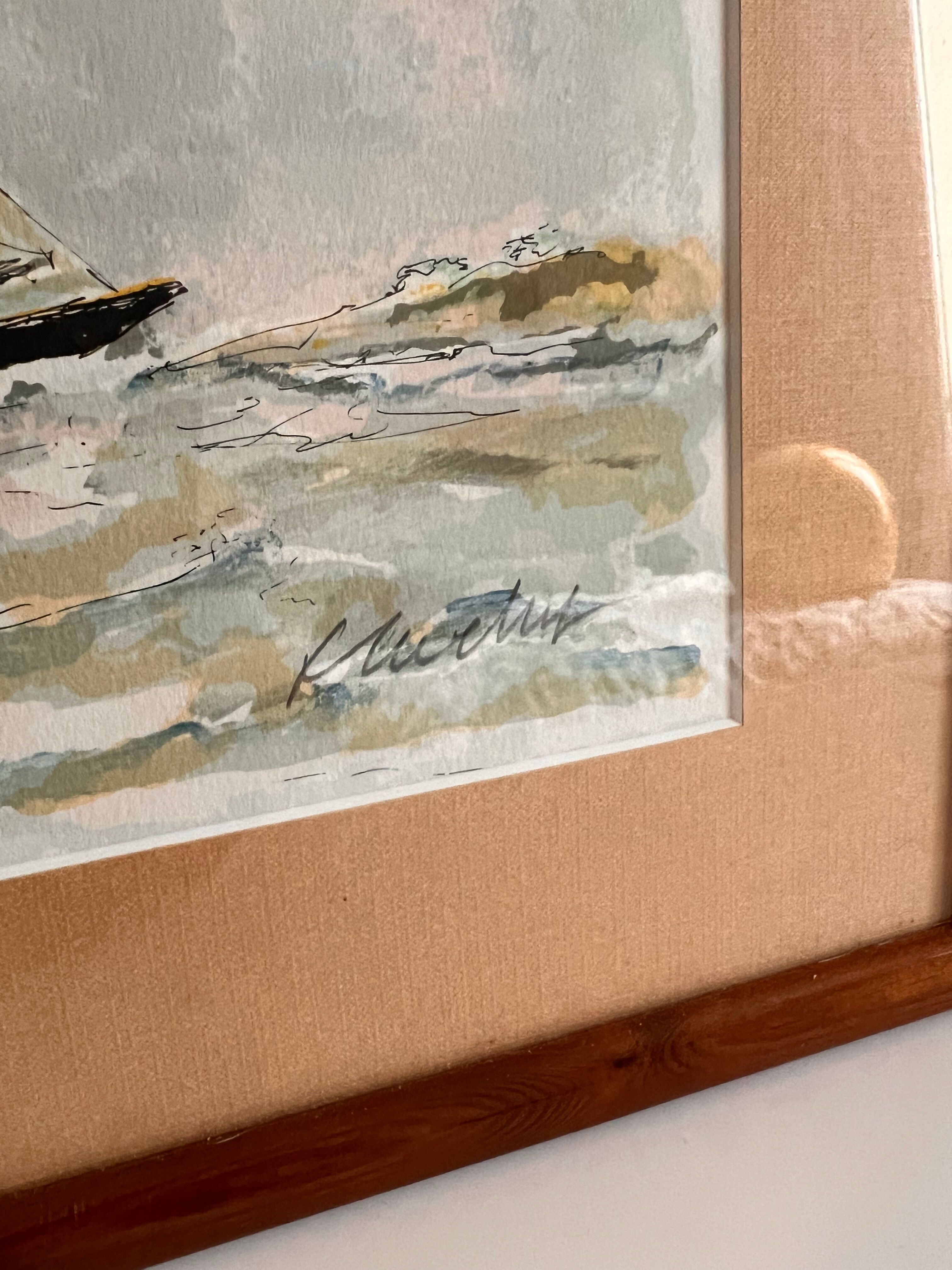 Painting boat in the maritime storm