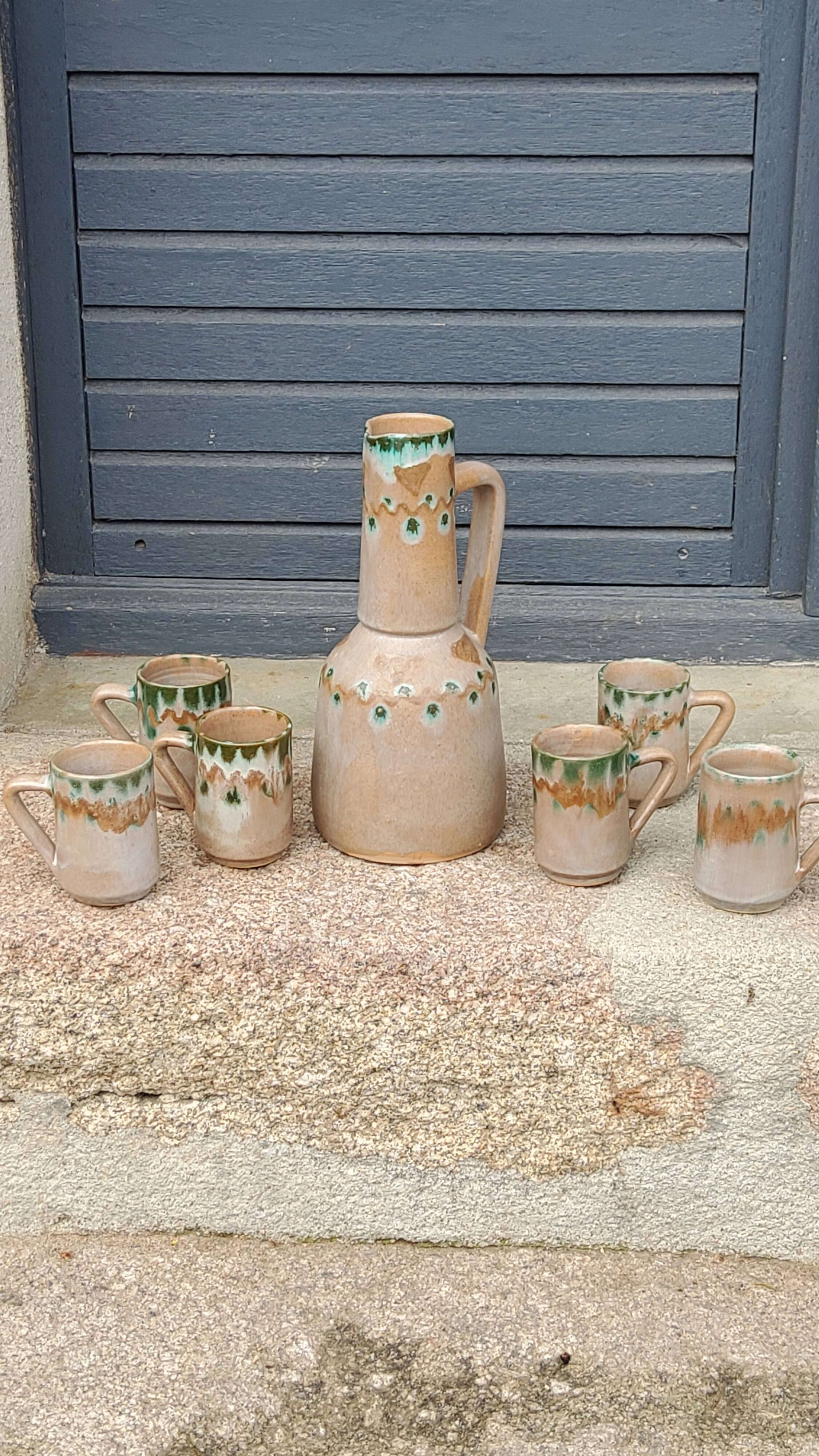 Orangeade service from the 70s in glazed terracotta
