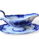 Large antique gravy boat on a Sarreguemines U&C earthenware tray