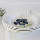 Set of 4 Digoin soup plates, Valentin pattern, French vintage, rustic, country