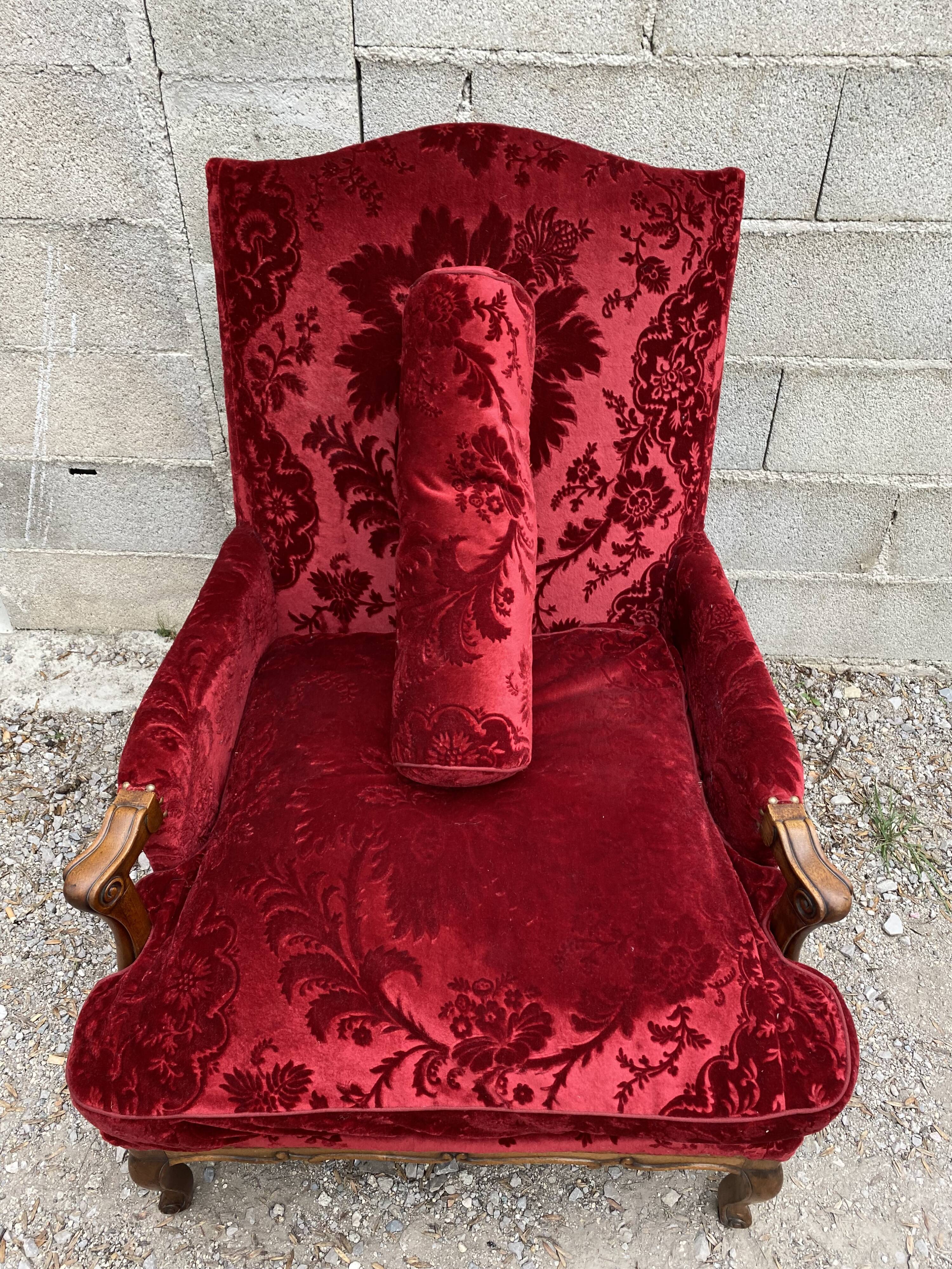 Rest chair Louis XV red velvet
