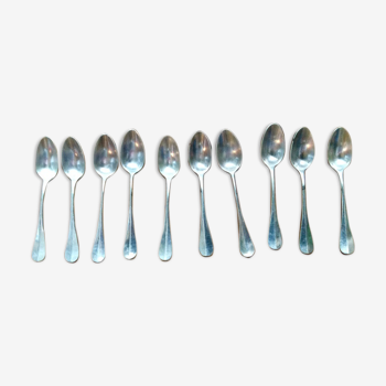 Old service of 10 silver metal spoons