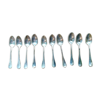 Old service of 10 silver metal spoons