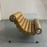 Canapé Hyaline en cuir et verre par Fabio Lenci pour Comfortline Italie 1960