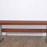 Danish slatted bench in teak and metal 1970