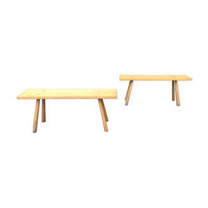 Paire de bancs en pin