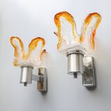 Ensemble de 2 appliques murales vintage Mazzega « Torche », années 1970, Italie.