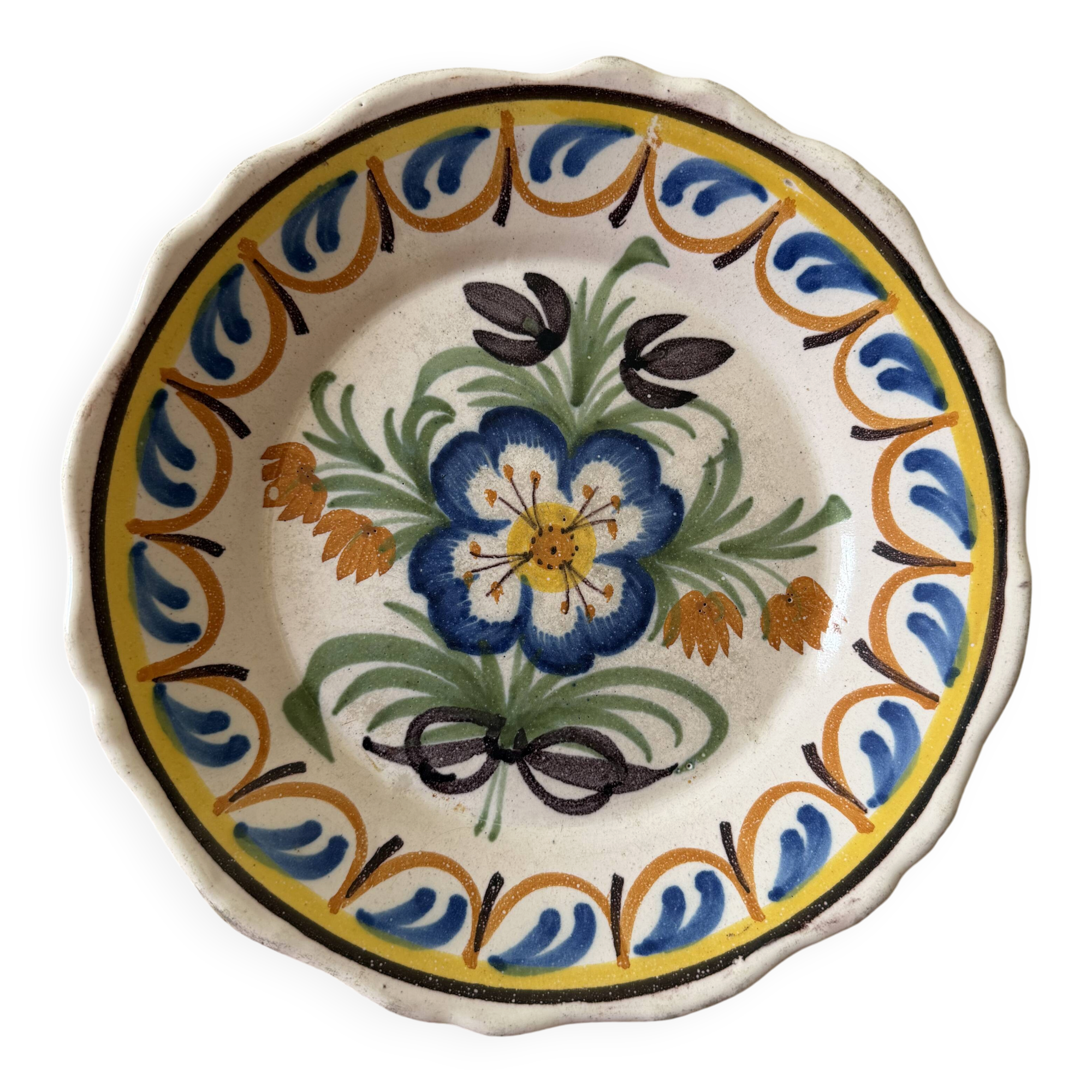 Vintage ceramic plate hand-painted