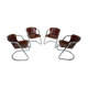 Set of 4 leather dining chairs for Cidue, 1970s, Italy