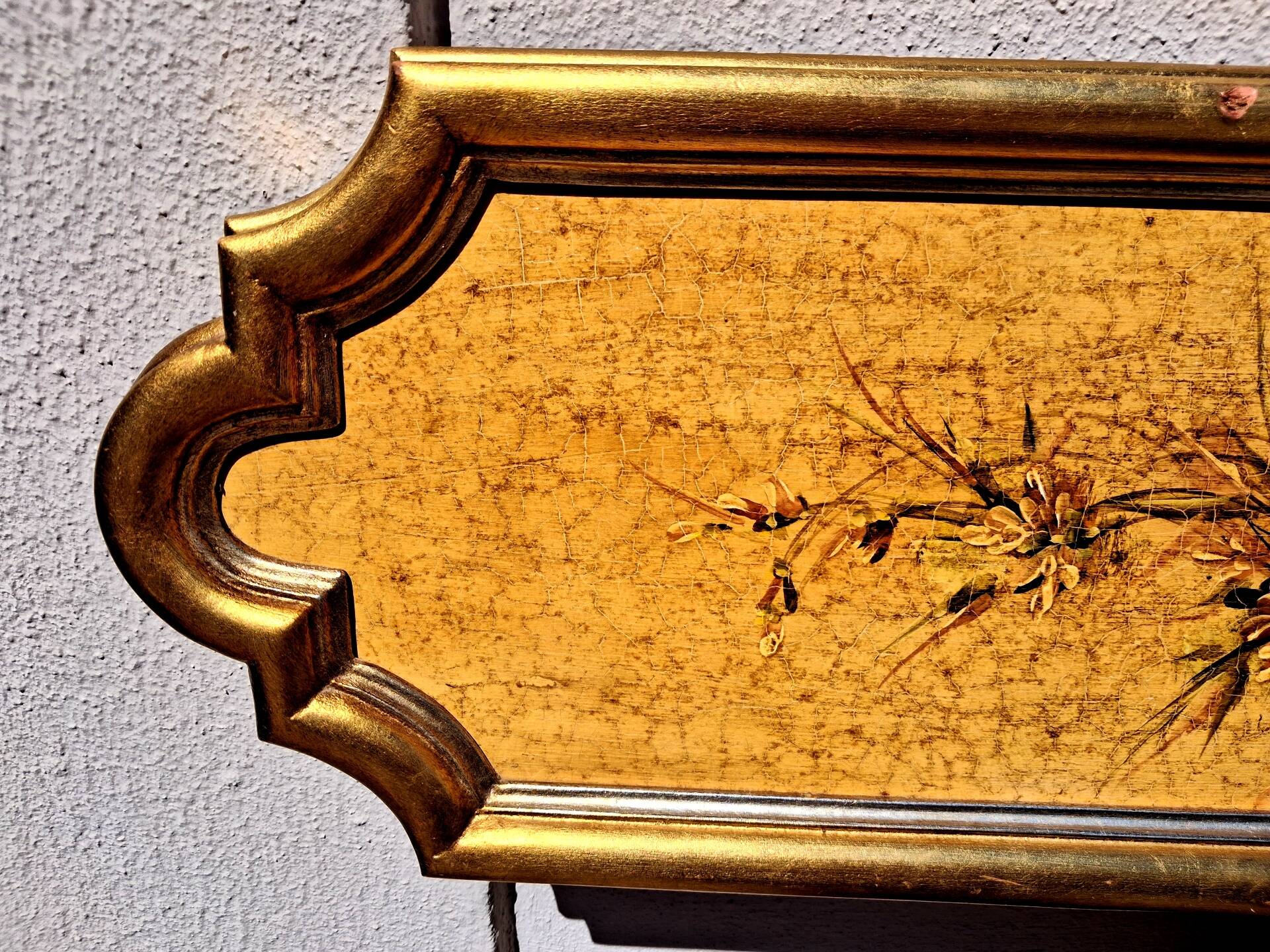 Vintage Venetian fresco, headboard, baroque art