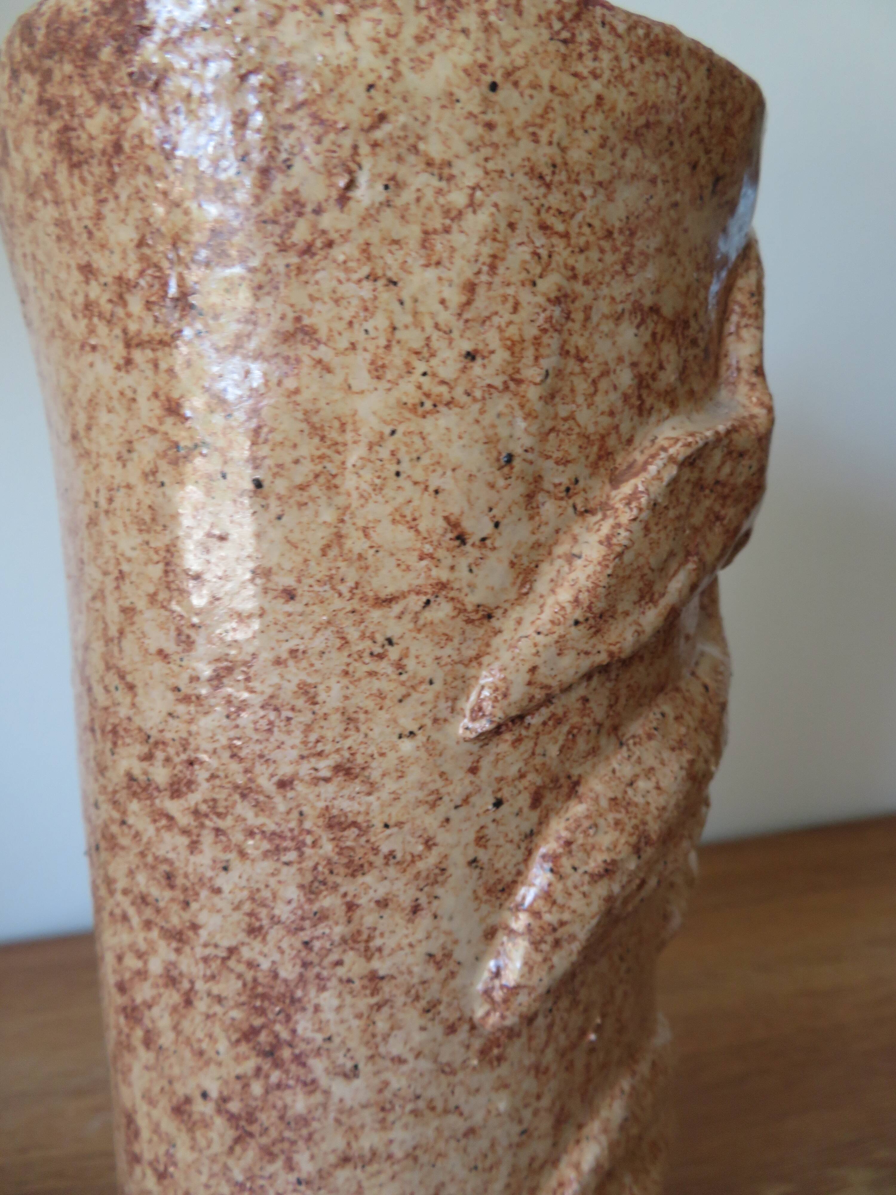 Large vintage glazed terracotta lamp base