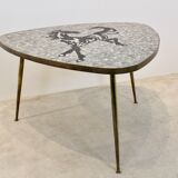 Mosaic and brass coffee or side table by Berthold Müller, 1960s