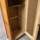 Vintage Parisian wardrobe with one mirrored door from the 60s in pine and wood