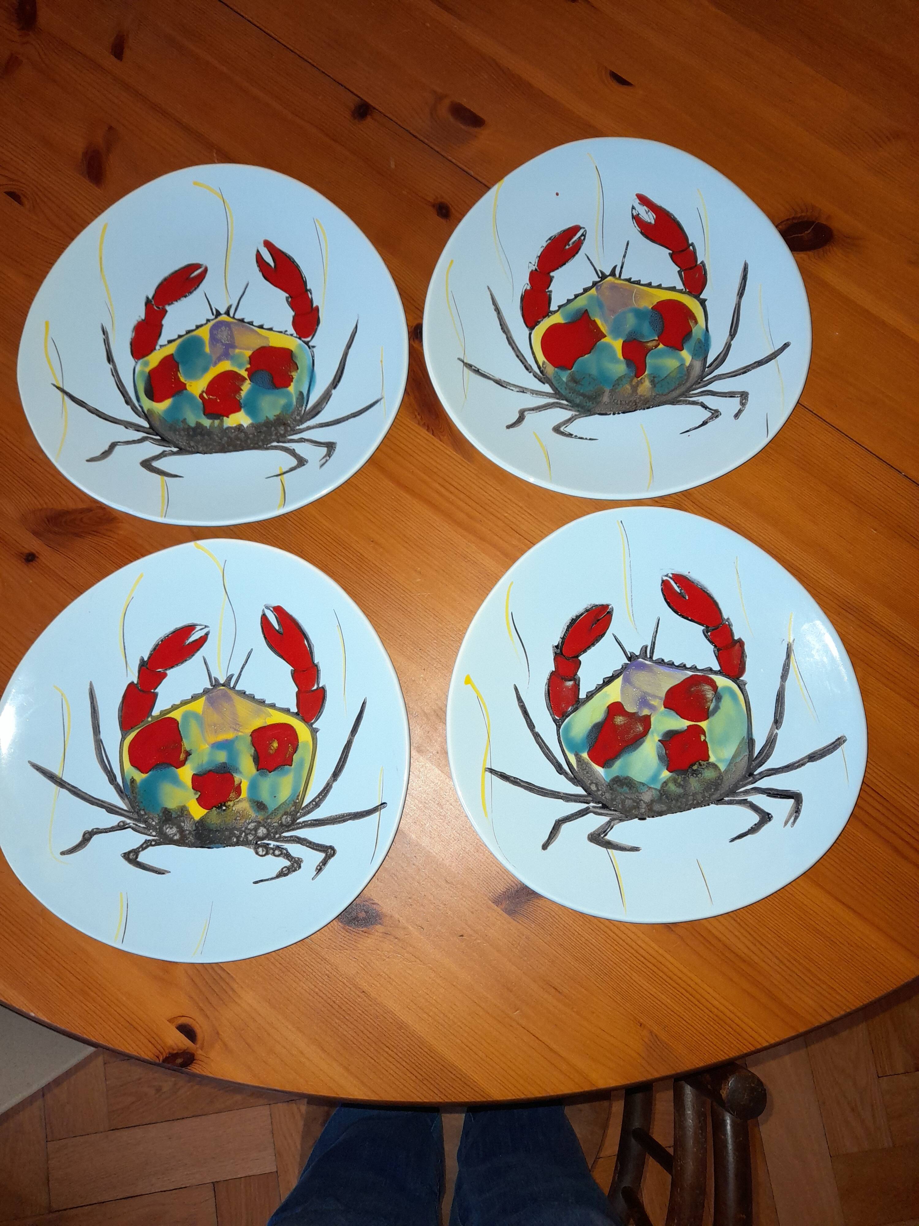 Seafood service / fish 14 pieces / PORNIC M.B.F.A Hand-painted