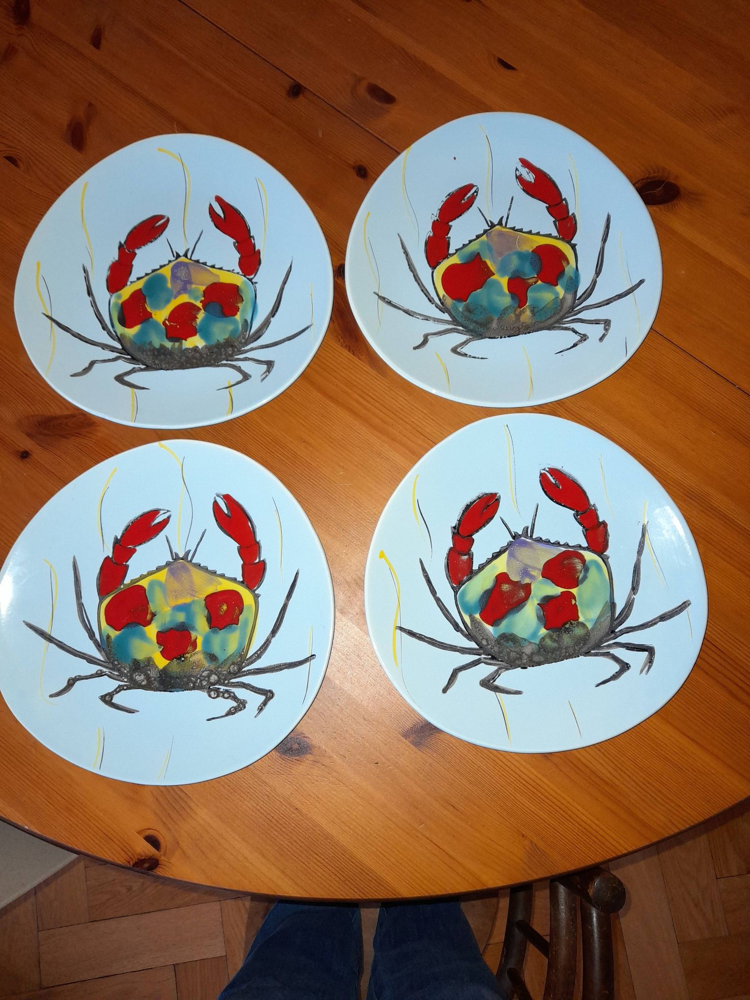 Seafood service / fish 14 pieces / PORNIC M.B.F.A Hand-painted