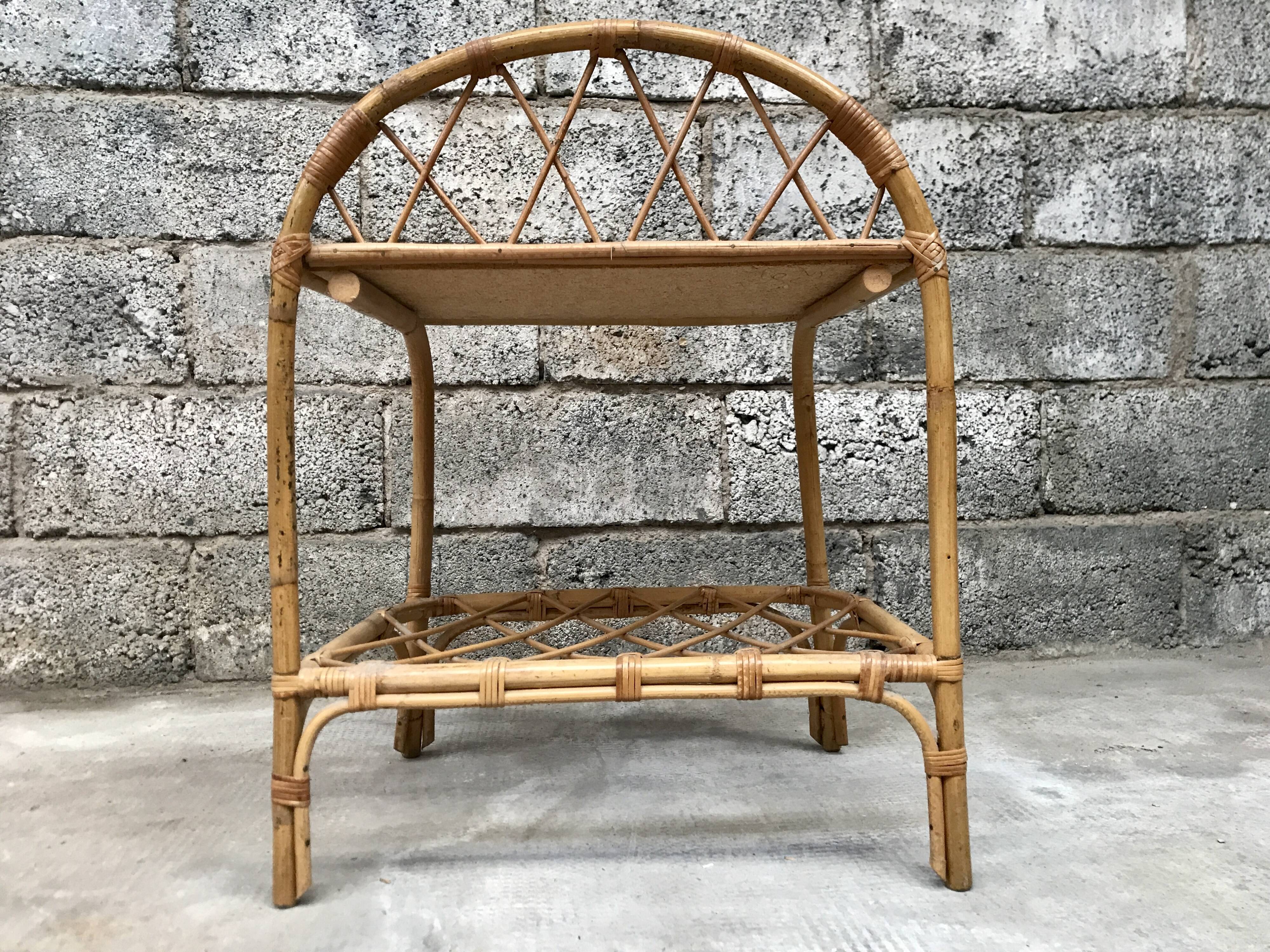 Chevet en rotin osier bambou 1950