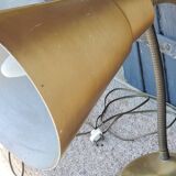 Designer desk lamp in gold metal 2 flexible arms from the 70s