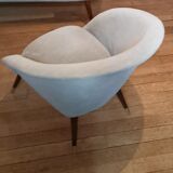 Armchair cocktail shell round 50 years 60 gray green