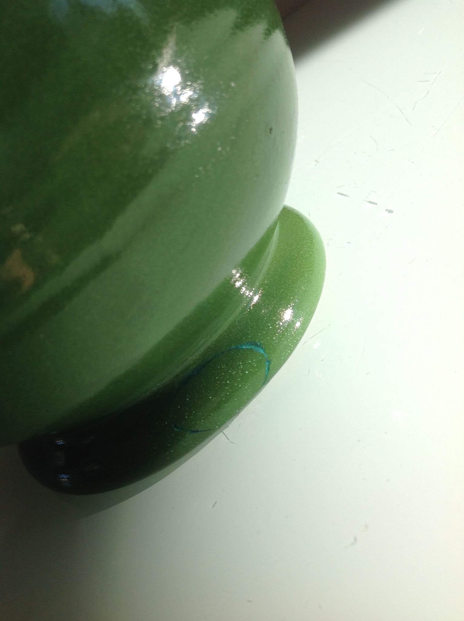 Pitcher ball in glazed green ceramic vintage 60s-70s