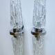 Pair of large vintage chrome glass wall lights