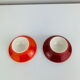 2 space age egg cups in orange and red ceramic, 70s