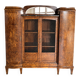 Vitrine-bibliothèque Art Déco en loupe, marbre, miroir et décor nacré