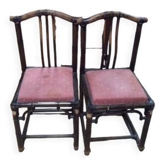 2 chaises en bambou