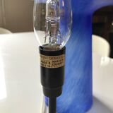 Mushroom lamp in blue glass paste spotted with brown/ochre