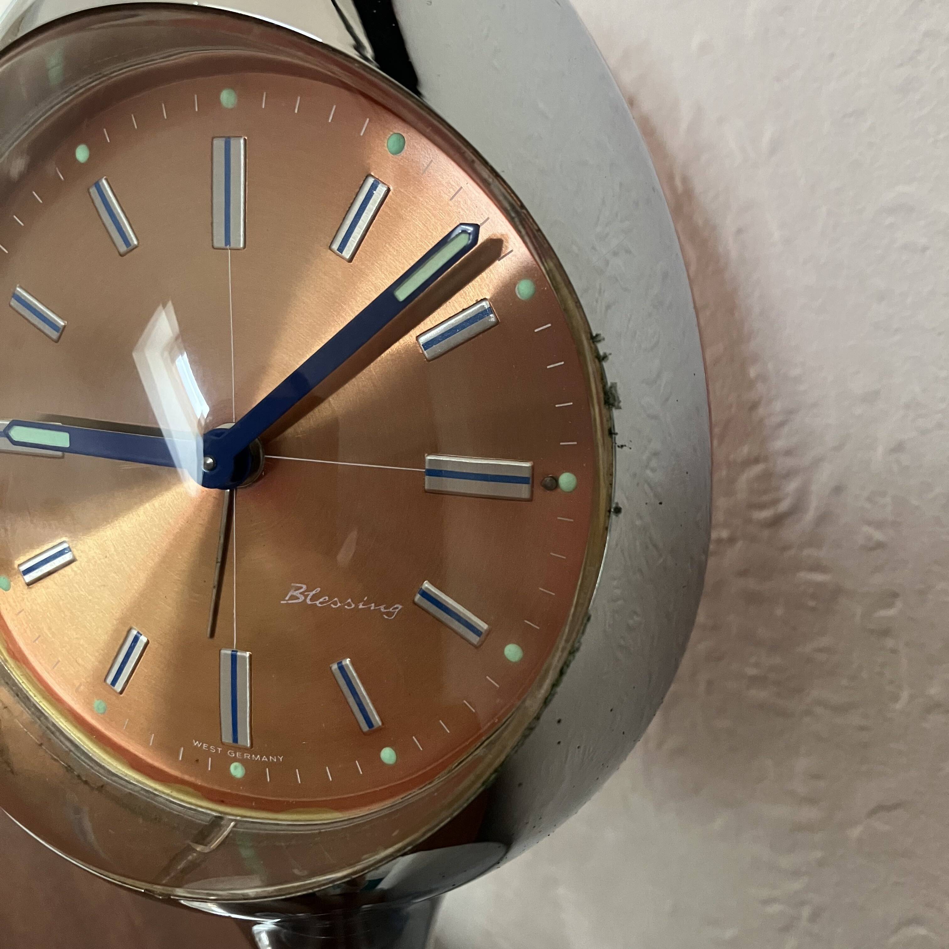 Space Age Blessing West Germany chrome and red alarm clock
