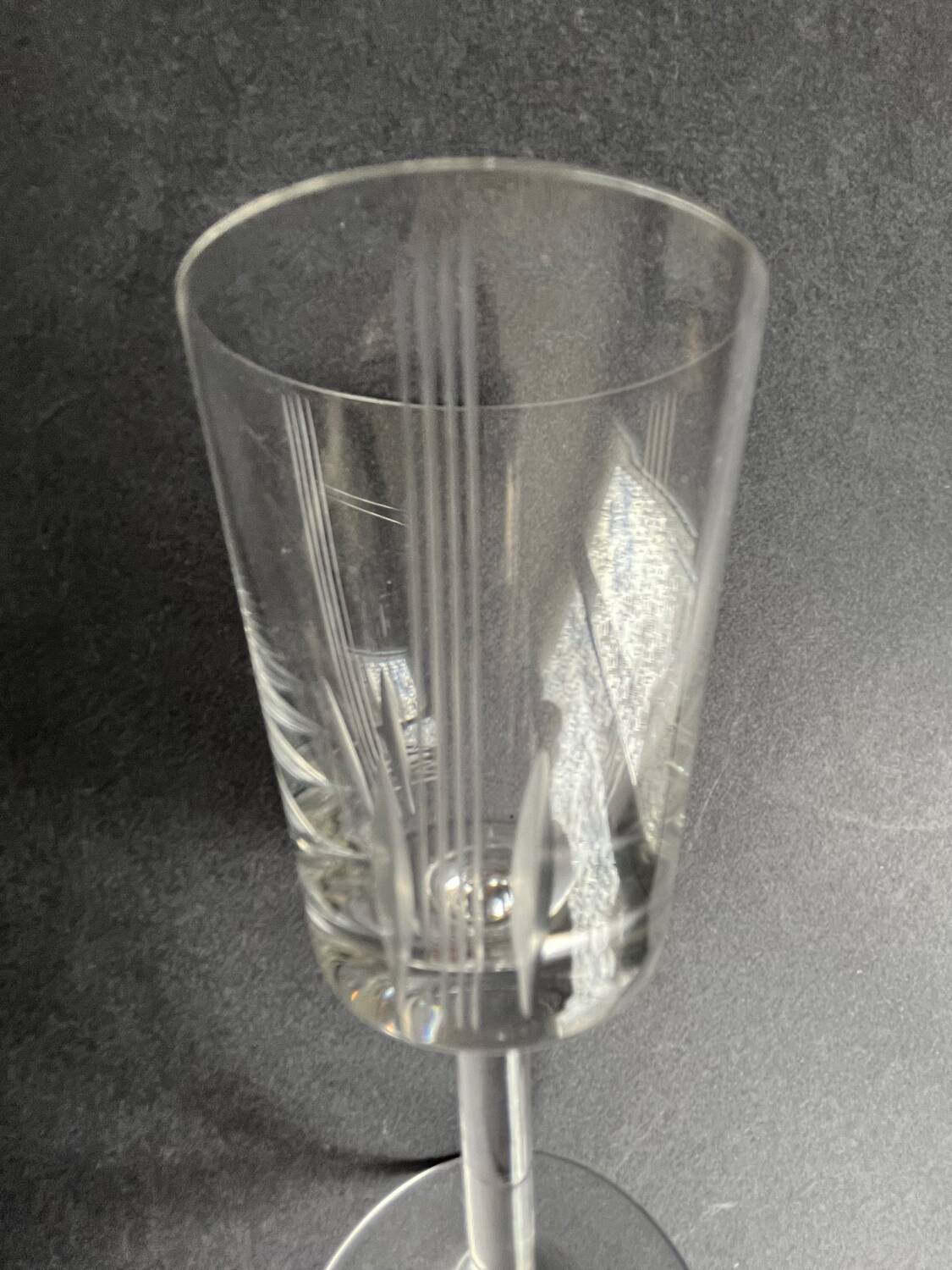 6 old cut crystal port glasses