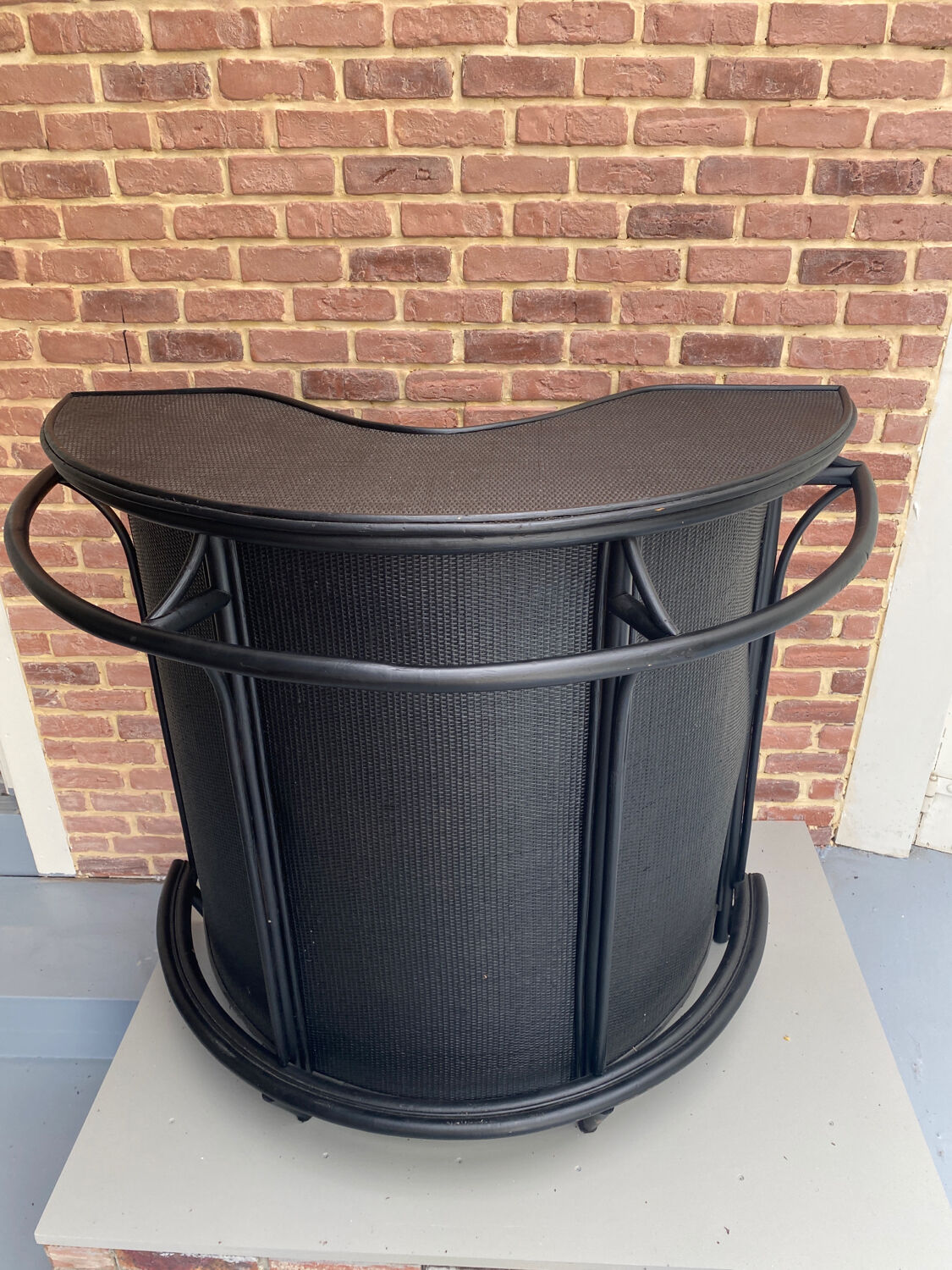 Vintage black rattan bar