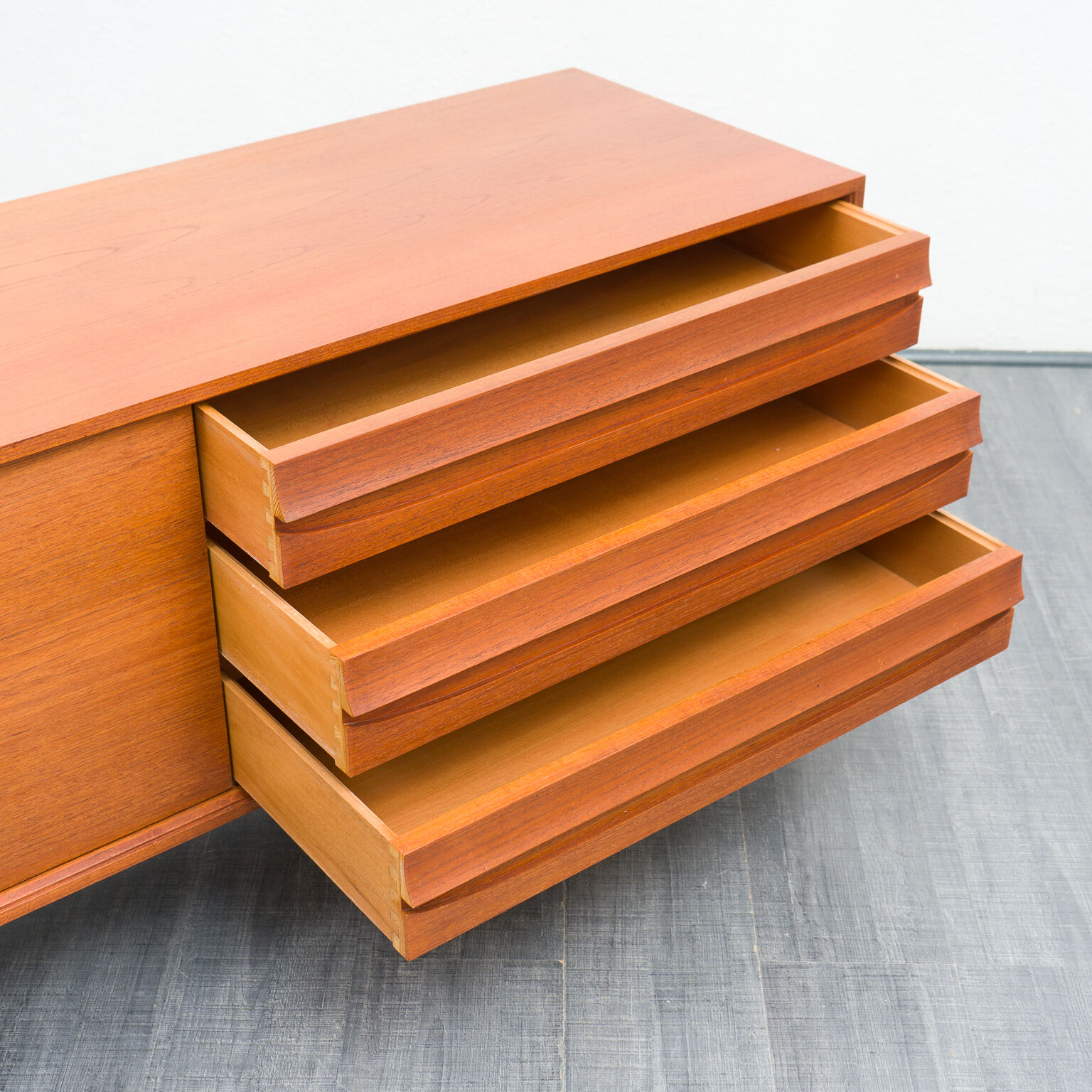 Vintage teak row, 160cm, restored