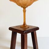 Art Nouveau Glass Compote Vase, Palm Tree Design, French, Early 20th-C