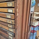 Wooden printing cabinet 36 drawers with typographic letters