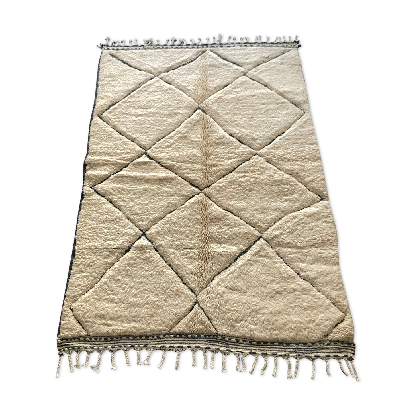 Beni Ouarain white and grey Berber carpet 140x205cm