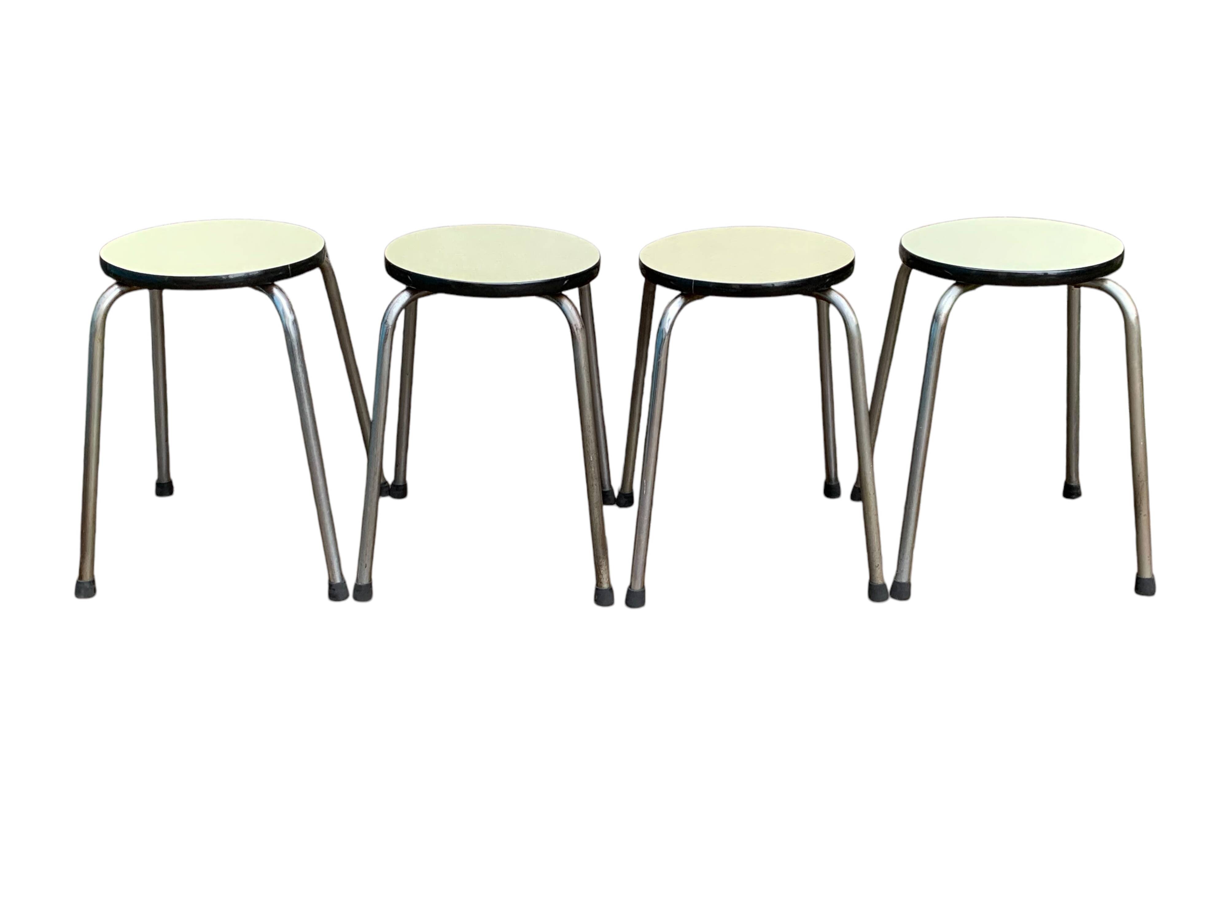 Vintage stackable stools Formica beige 1960