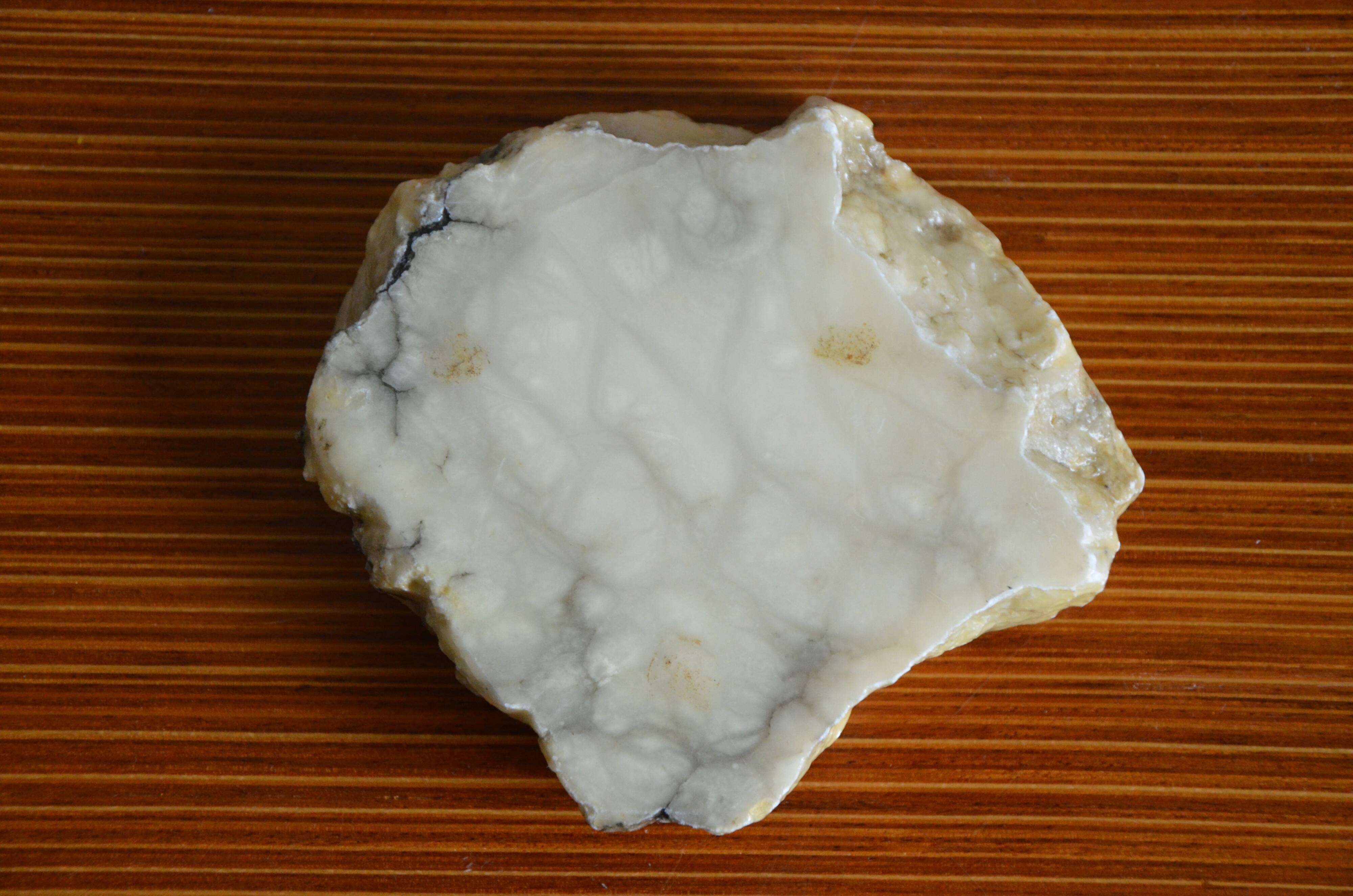 White and grey alabaster ashtray